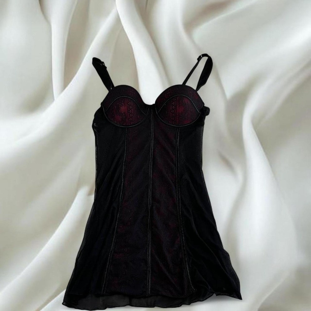 Sophie B red lace push up bra lingerie slip y2k vintage mcbling